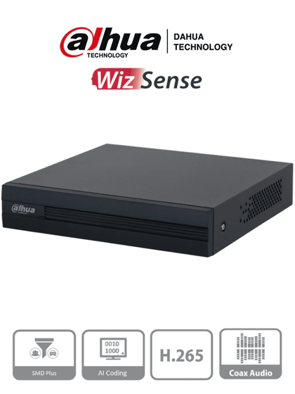 DAHUA XVR1B08-I - DVR de 8 Canales 1080p Lite/ WizSense/ Cooper-I/ H.265+/ 8 Canales+2 IP o Hasta 10 Ch IP/ 4 Canales con SMD Plus/ Busqueda Inteligente (Humanos y Vehiculos)/ Codificación Inteligente /