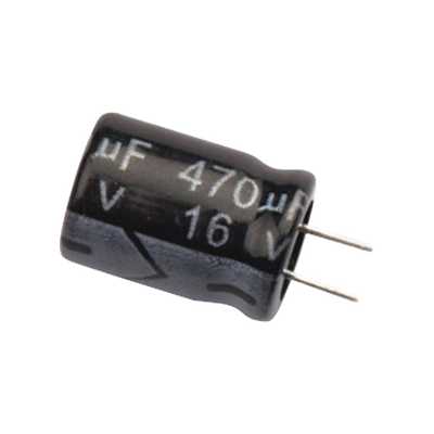 Capacitor Electrolítico de Aluminio, Radial de 470 µFd, 16 Vcc, 105 °C, 8.0 x 11 mm.