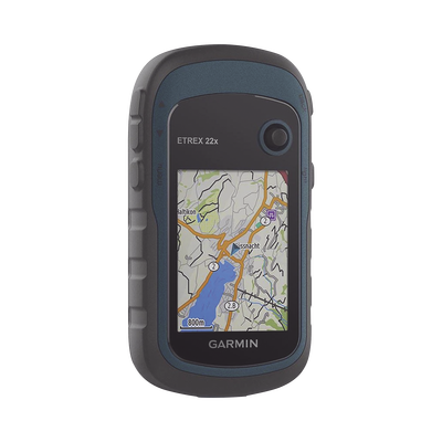 GPS portátil eTrex22x con mapa base precargado, almacena hasta 2000 puntos de interés, e incluye función de cálculo de áreas.