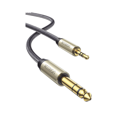 Cable Audio Estéreo 3.5mm TRS a 6.35mm TS / 1 Metro / Audio de Hi-Fi / Trenza de Nylon / Blindaje Múltiple / Caja de Aleación Zinc / Núcleo de Cobre Puro / Compatibilidad Universal