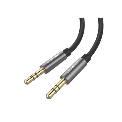 Cable Auxiliar 5 Metros / Conector 3.5mm a 3.5mm / Macho a Macho / Cubierta de TPE / Carcasa de Aluminio / Color Negro