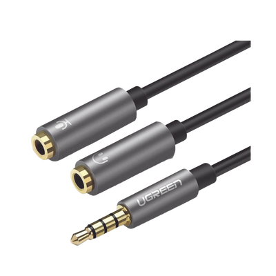 Cable Divisor en Y / De 3.5 mm Macho a Dos Salidas de 3.5 mm Hembra / CTIA, TRS / Núcleo de Cobre / TPE /  Longitud 20 cm / Ideal para Separar el Micrófono de los Auriculares