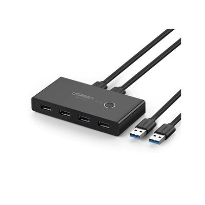 HUB para Compartir 4 Puertos USB 3.0 a 2 PC ́s / Cambio Mediante Botón / Incluye dos cables USB de 1.5 m /  ABS / Permite que 2 Usuarios Compartan 4 Dispositivos Periféricos USB3.0, como una impresora, un escáner, etc.
