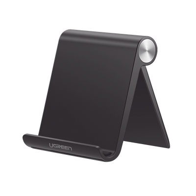 Soporte para Telefono Celular & Tablet / Ajustable de 0° a 100° / Goma Antiarañazos / Antideslizante / Amplia Compatibilidad con dispositivos de 4'' a 7.9'' / Plegable / ABS / Color Negro