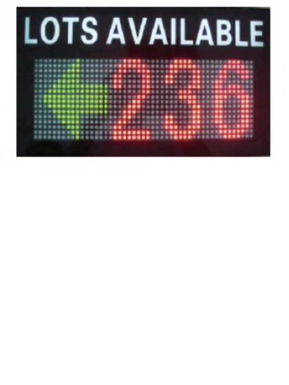 PARKTRON S032 - Panel de informacion para administrar lugares de estacionamientos /  LED 64X24 / Flecha mas 3 digitos