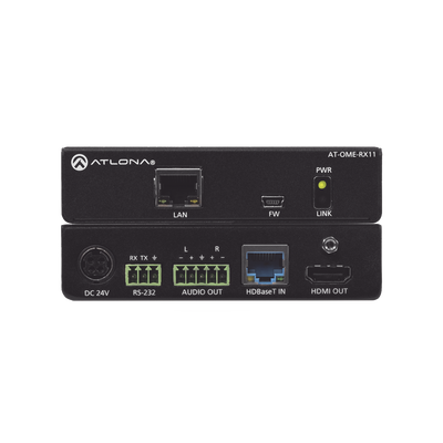 OMEGA 4K/UHD HDMI OVER HDBASET RECEIVER WITH CONTROL. AUDIO OUTPUT ;  AND POE (POW