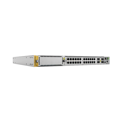 Switch Stackeable Capa 3, 24 puertos 1/2.5/5/10G RJ45, 4 x 40G/100G QSFP+/QSFP28, 1 ranura de expansión, 1 año Net.Cover Preferred
