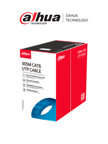 DAHUA PFM920I-6UN-C - Bobina de Cable UTP 100% Cobre/ Cat 6/ Color Azul / Interior/ 305 Metros/ Ideal para Redes y Video/
