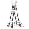 Escalera de Fibra de Vidrio con Jaula y Peldaños de Aluminio de 8'-14'. Sin Ajuste en Ruedas (RATCHET™ Leveler) (SKU:18515-240).