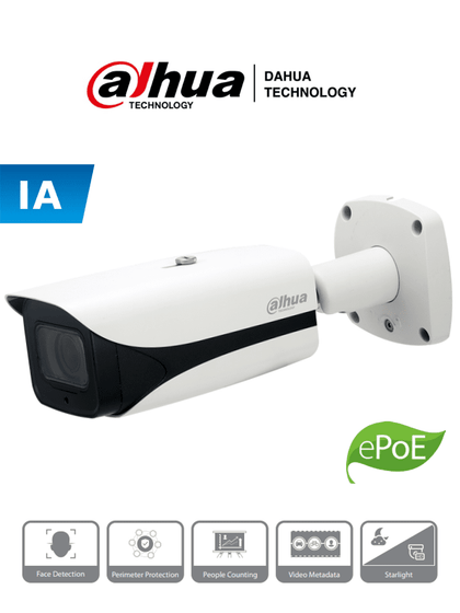 DAHUA IPC-HFW5241EN-ZE-0560 - Cámara IP Bullet Resolución de 2 MP/ Lente Mot. 5.3 a 64mm/ ∢ 58°-4°/ IR 150 mts/ IA WizMind/ Detección Facial/ Protección Perimetral/ Conteo de Personas/ Starlight/ ePoE/ WDR/ H.265/ IP67/ IK10/ E&S Alarma/ E&S Audio/