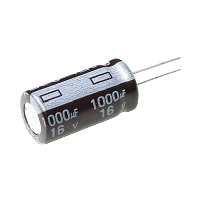 Capacitor Electrolítico de Aluminio, Radial de 1000 µFd, 16 Vcc, 105 °C, 10 x 15 mm.