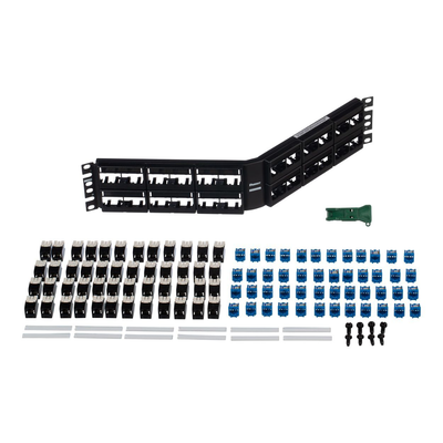 Kit de Patch Panel Modular Angulado de 48 Puertos, Con 48 Jacks Mini-Com Estilo TG Cat6A, 19 in, 2 UR