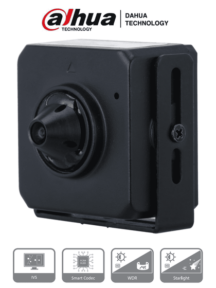 DAHUA IPC-HUM4231S-L4 - Camara IP Pinhole de 2 Megapixeles/ Lente de 2.8mm/ 96 Grados de Apertura/ Microfono Integrado/ H.265/ 1 E&S de Audio/ WDR Real de 120 dB/ Videoanaliticos con IVS/