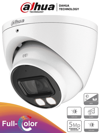DAHUA  HAC-HDW1509TN-A-LED - Cámara Domo Full Color de 5 Megapixeles/ Lente de 3.6 mm/ Micrófono Integrado/ Leds para 40 Metros/ Starlight/ IP67/ #FullColor