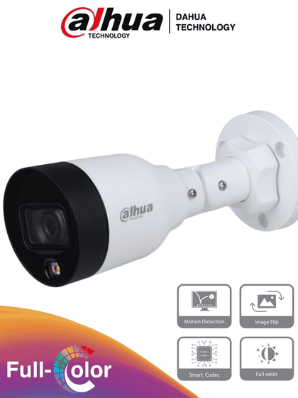 DAHUA IPC-HFW1239S1-LED-S4 - Cámara IP Bullet Full Color 2 Megapixeles/ Lente de 2.8mm/ Luz Blanca de 15 Mts/ H.265/ IP67/ PoE/ DWDR #PromoFullColor #VERANO