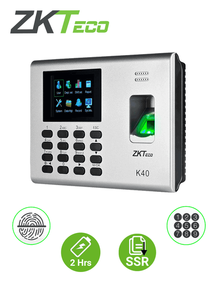 ZKTECO K40 - Control de Acceso y Asistencia Simple / 1000 Huellas / TCPIP / Descarga de  USB en Hoja de Cálculo / 2 Horas de Respaldo #asistencia