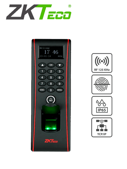 ZKTECO TF1700 - Control de Acceso Exterior de Huella, Tarjeta y Contraseña / Soporta 3000 Huellas / 10000 Tarjetas  RFID 125 khz / Almacena 30000 Registros / Conexión TCPIP / USB / Compatible con Software ZK Access 3.5