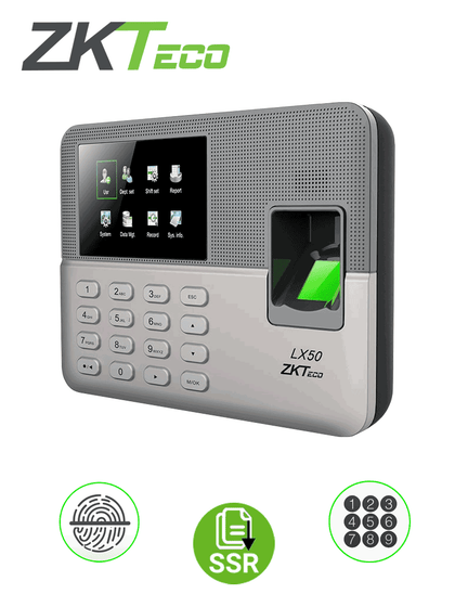ZKTECO LX50 - Control de Asistencia Básico / 500 Usuarios / 500 Huellas / 500 Password / Descargas  USB en Hoja de Cálculo