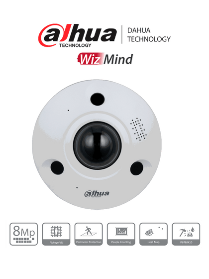 DAHUA DH-IPC-EBW8842-AS - Cámara IP Fisheye de 8 MP/ 360° / SMART H.264 +/ H.265+/ IR de 10 m / Antivandálica / E&S de Alarma / Ranura para MicroSD / Micrófono y altavoz incorporados / IP67/ IK10 #XCDAHUA