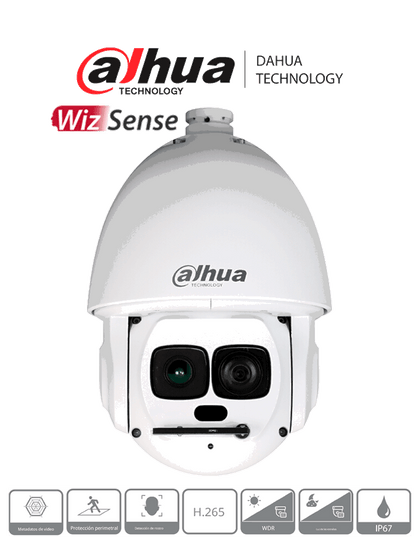DAHUA DH-SD6AL245XAN-HNR - Camara IP PTZ Laser de 2 Megapixeles/ 45x Zoom Optico/ Iluminación Laser de 550 Mts/ Auto tracking/  Protección Perimetral/ Detección de rostro/ IP67