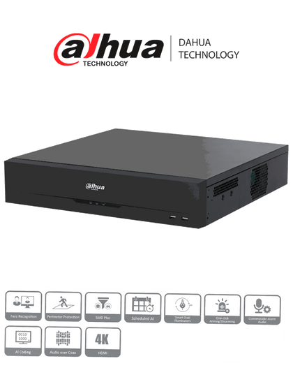 DAHUA XVR5816S-I3 - DVR de 16 Canales 5 Megapixeles Lite/ WizSense/ H.265+/  16 Canales HDCVI + 8 IP/ Hasta 24 Canales IP/ 2 Canales de Reconocimiento Facial/ 8 Bahías de discos duros/ SMD Plus/ Protección Perimetral/ Funciones IoT&POS
