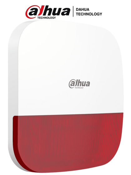 DAHUA DHI-ARA13-W2 - Sirena Inalámbrica para Exterior con Estrobo Rojo/  110dB / Múltiples sonidos de Alarma/ IP65/ Alarma de Batería Baja/  #AlarmasDahua