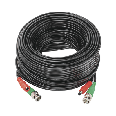 Cable Coaxial Armado de 20 Metros para Video y Energía / Optimizado para Cámaras 4K  / Conector BNC (Video) y PLUG de Alimentación (Siamés) / Uso interior / Cable de Video 100% Cobre de Alta Pureza .