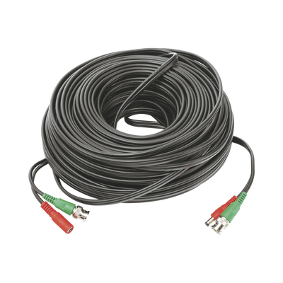Cable Coaxial Armado de 50 Metros para Video y Energía / Optimizado para Cámaras 4K  / Conector BNC (Video) y PLUG de Alimentación (Siamés) / Uso interior / Cable de Video 100% Cobre de Alta Pureza.