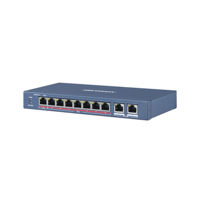 Switch PoE+ / No Administrable / 7 Puertos 10/100 Mbps PoE+(30 W) / 1 Puerto 100 Mbps PoE++ (60 W) / 2 Puertos 10/100/1000 Mbps / PoE hasta 250 metros / 110 W