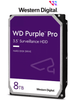 WESTERN WD8001PURP - Disco Duro de 8TB Purple PRO/ Especial para Videovigilancia con IA/ Tecnología IA AllFrame/ Interface: Sata 6 Gb/s/ Cache 256 MB/ Hasta 64 Cámaras/ 32 Secuencias de IA para Análisis de Aprendizaje Profundo/