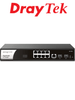 DRAYTEK VigorSwitch G2100-Switch Gigabit de 10 Puertos Administrable/8 Puertos 10/100/1000Mbps +2 SFP +1 Puerto Consola/Capa 2/Con Funciones de Capa 3 como: Servidor DHCP y Enrutamiento VLAN/Interface Web/Prevención de Conflictos IP/