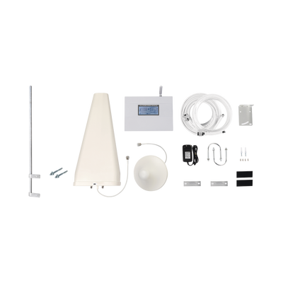 Kit Amplificador de Señal Celular 4G, 3G, 2G y VOZ, con Mástil Liviano de Pared. Soporta Múltiples Operadores, Dispositivos y Tecnologías Simultáneamente. Tribanda. Mejora la señal en interiores de Hasta 500 metro