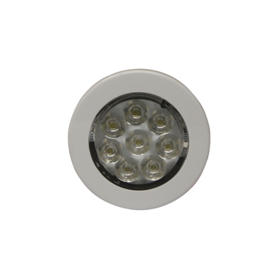 Mini luz de cortesía de 8 LEDs circular con bisel blanco 2.8