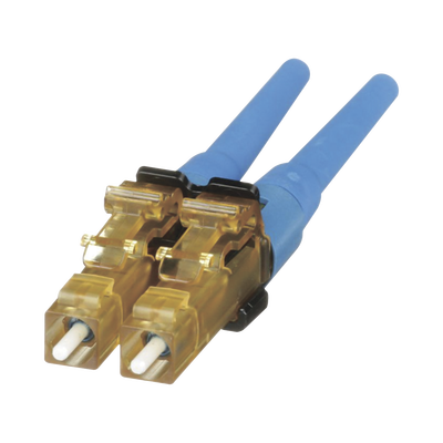 Conector de Fibra Óptica LC Duplex OptiCam, Monomodo 9/125 OS2, Pre-pulido, Color Azul