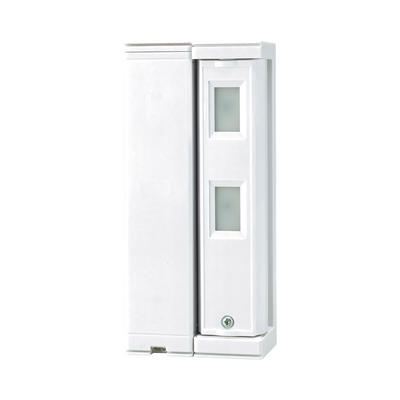 Sensor de Movimiento / Tipo Cortina / Ajuste de detección 2m o 5m / 100% Exterior / Inalambrico (Alimentación)/Compatible con cualquier panel de alarma / Proteja fachadas, puertas, ventanas, balcones y mas!