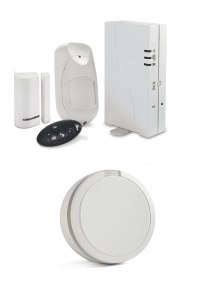 Risco Wicomm Fuego Pack - Paquete Que incluye Panel Autocontenido Inalámbrico Wicomm con Sensor de Movimiento , Contacto Magnético, Llavero y Sensor de Humo y Calor Inalámbrico 2 Vías.