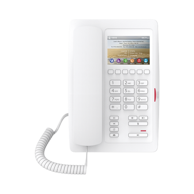 (H5 Color Blanco)Teléfono para Hotelería, profesional de gama alta con pantalla LCD de 3.5 pulgadas a color, 6 teclas programables para servicio rápido (Hotline) PoE