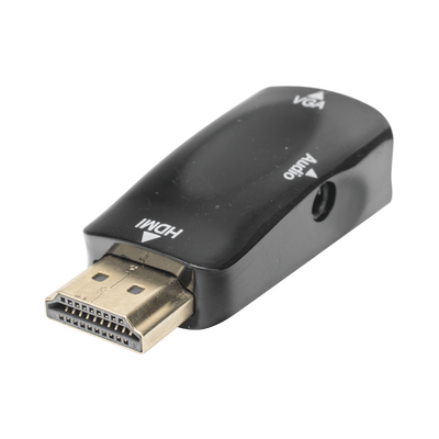 Adaptador (Convertidor) HDMI a VGA  / HDMI Macho a VGA Hembra / Resolución 1920x1080 @ 60Hz  / Adaptador de Audio de 3.5 mm / Chapado en Níquel