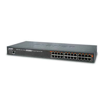Inyector HUB high PoE 802.3at (Mid-span) administrable de 12 puertos 10/100/1000 Mbps