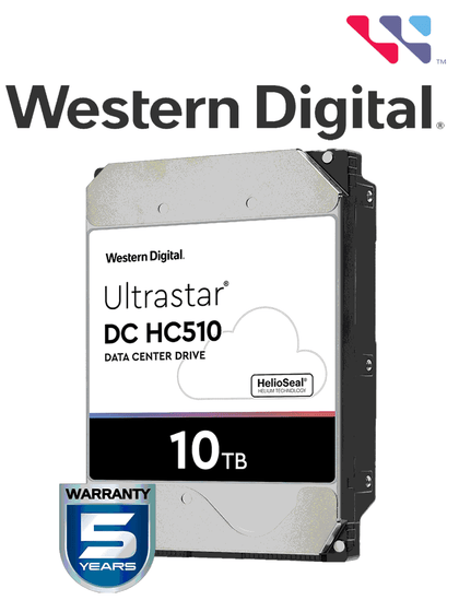 WESTERN HUH721010ALE604 - Disco duro de 10 TB HC510 / Serie ULTRASTAR / Recomendado para servidores de análisis profundo / Videovigilancia / Sin limite de bahias / 7200RPM / SATA 3 / 6GBS / 256MB/