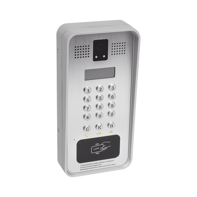 Video portero IP/SIP Con Cámara y pantalla LCD, 2 Relevadores Integrados (entrada y salida), Onvif y lector de tarjetas RFID, puerto WIEGAND (entrada).
