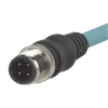 Cable de Conexión IndustrialNet Cat5e, Con Conector Recto M12 D-Code Macho en Ambos Extremos, Blindado S/FTP, Forro TPO, Color Azul Cerceta, 1 Metro
