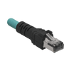 Cable de Conexión IndustrialNet Cat5e, de M12 D-Code Macho a Plug RJ45, Blindado S/FTP, Forro TPO, Color Azul Cerceta, 1 Metro