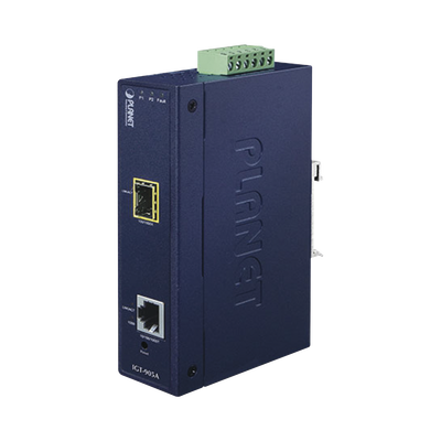 Convertidor de Medios Industrial Administrable,  Puerto Ethernet 10/100/1000 BASE-T a  Puerto SFP 100/1000X