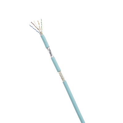 Bobina de Cable Blindado SF/UTP Categoría 6A, Uso Industrial con Resistencia al Aceite y Rayos UV, Multifilar 24/7 (Flexible), Color Azul Cerceta, Bobina de 305m