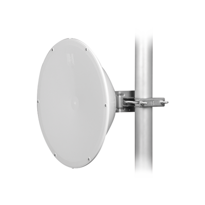 Antena altamente direccional / Alto Rendimiento / 24.5 dBi / (4.9 - 6.4 GHz), Conectores N-Hembra, Alto aislamiento al ruido, Fácil Montaje con Radomo Incluido