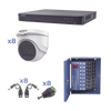 Kit TURBOHD 1080p / DVR 8 Canales / 8 Cámaras Turret (exterior 2.8 mm) / Conectores / Transceptores / Fuente de Poder Profesional hasta 15 Vcc para Larga Distancia