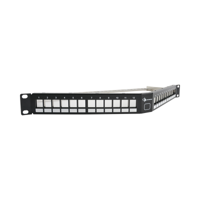Patch Panel UTP Keystone de 24 puertos Modular (vacío), Angulado, 1UR, compatible con Jacks Keystone UTP Z-MAX® y MAX®