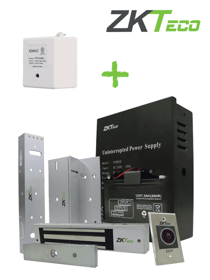 ZKTECO ACAKIT - Kit de accesorios de control de acceso / 1 Botón de salida / 1 Cerradura electromagnética / 1 Fuente de alimentación ininterrumpida / 1 Batería de respaldo / 1 soporte