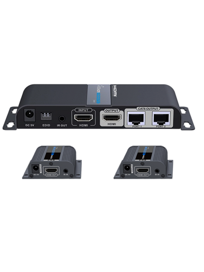 SAXXON LKV712PRO- Kit extensor HDMI de 2 Puertos/ Hasta 40 metros/ CAT6/ 6A/ 7/ Resolucion 1080p/ loop HDMI/ Transmisor IR/ Plug and play